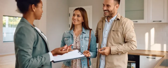 Real estate agent showing a home to buyers with Real Estate Best Service in Prescott AZ